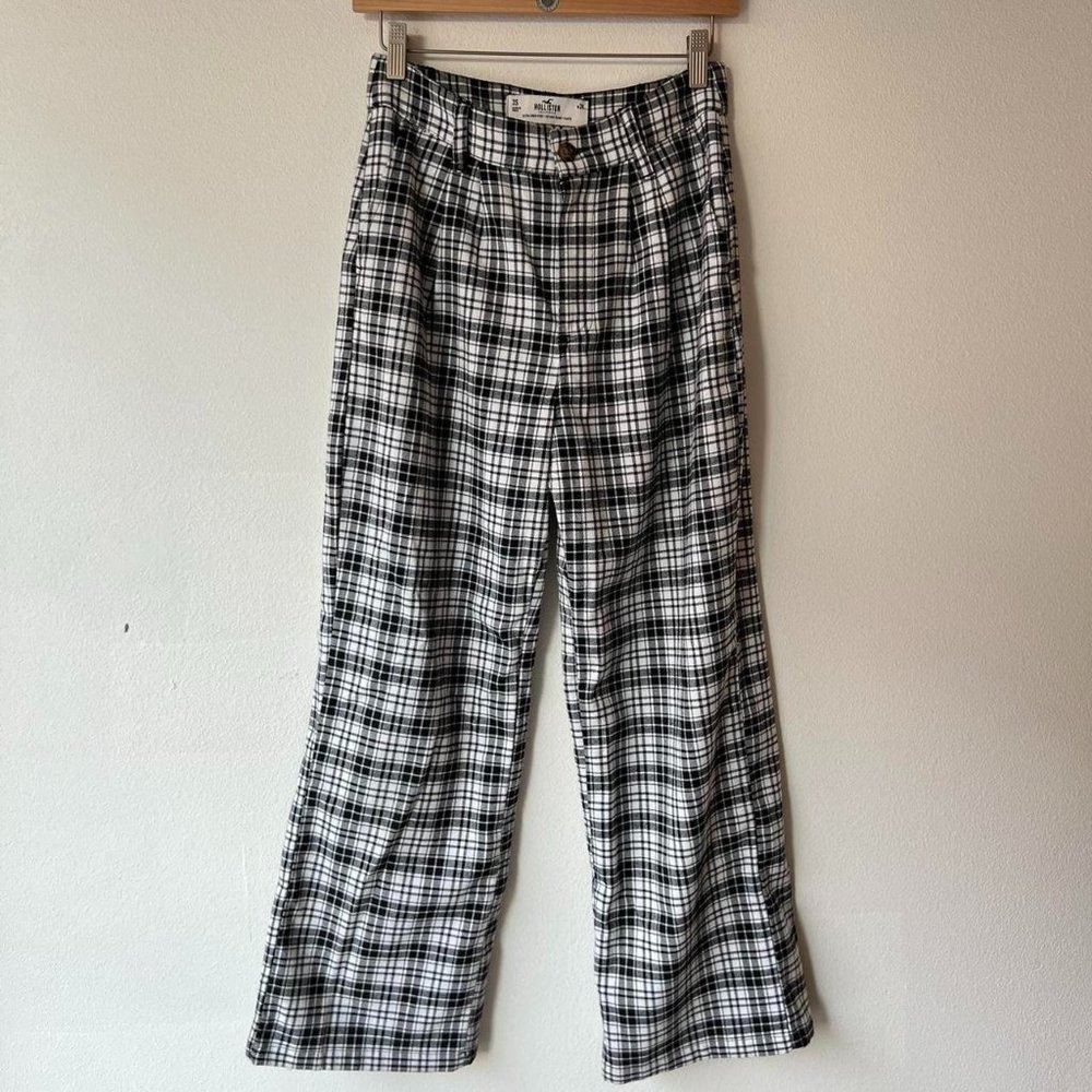 Wide Leg Black/White Plaid Pants